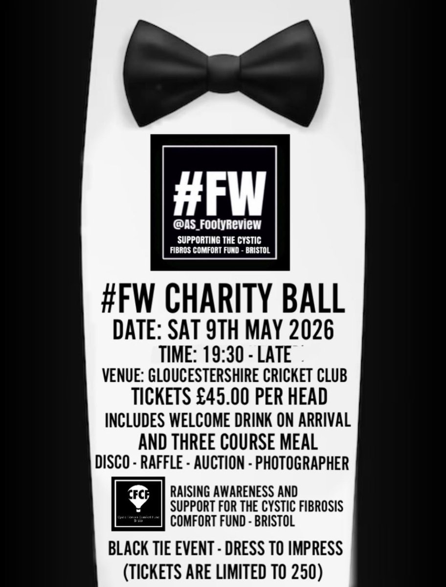 AS_FootyReview's tweet image. THE FIRST EVER #FW CHARITY BALL

The planning is well underway and now you can secure your tickets for the event… tickets are priced at £45.00 per head which includes a three course meal with entertainment, raffle and auction on the evening… 

You can also sponsor a table, this