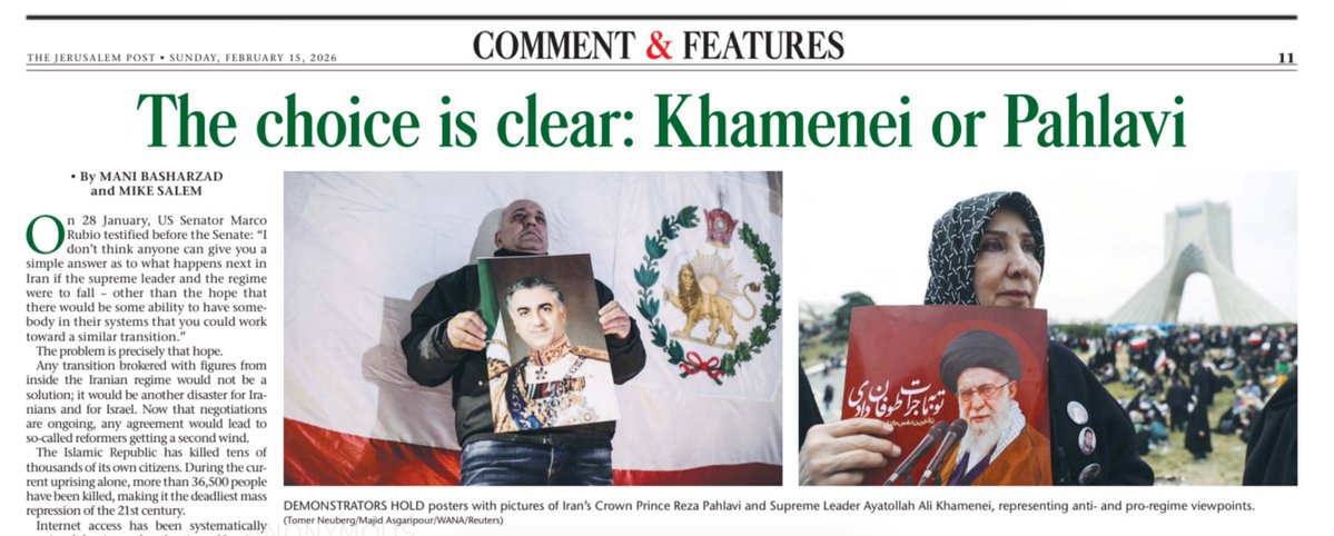 در مقاله‌ام برای اورشلیم ‌پست نوشتم بدترین  خشونت‌ها علیه معترضان ایرانی همواره در دوران دولت‌های اصلاح‌طلب رقم خورده است. 
اصلاح‌طلبان جایگزینی برای رژیم نیستند؛ آن‌ها ادامه همان رژیم‌اند، هرچند ادامه‌ای شکننده، زیرا در میان ایرانیان هیچ مشروعیتی ندارند.
jpost.com/opinion/articl…