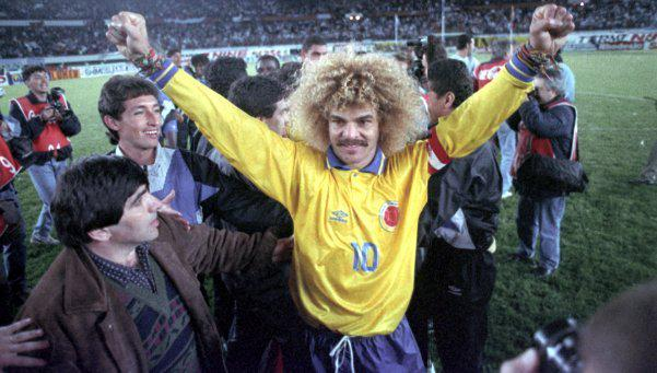 It was the World Cup qualifier which shocked the world.

Carlos Valderrama celebrates after Colombia's swashbuckling 5-0 win over Argentina to qualify for the 1994 World Cup in the USA.

Freddy Rincón. Faustino Asprilla. Adolfo Valencia.

Heroes of Colombia.