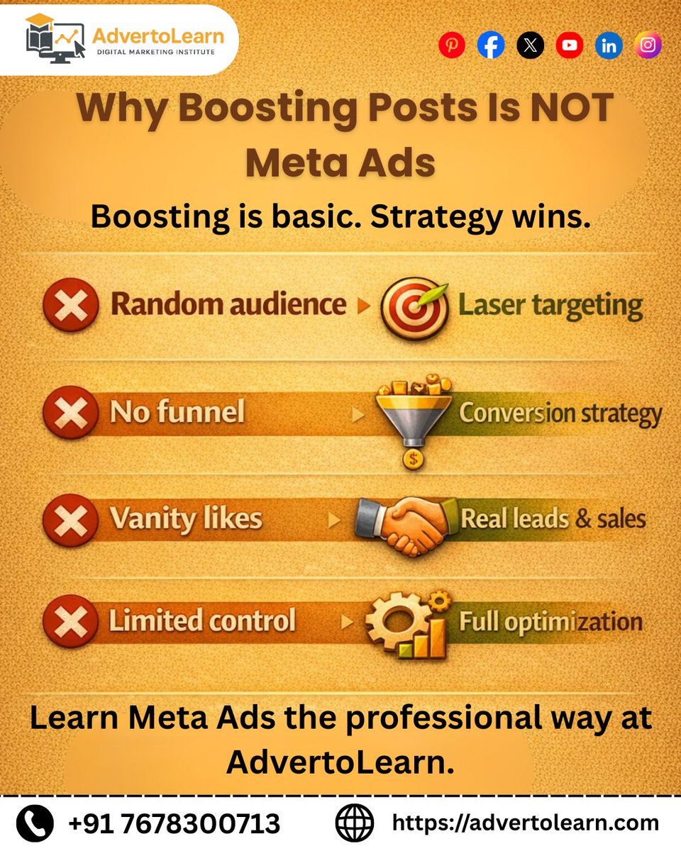 advertolearn's tweet photo. Boosting posts β real Meta Ads π«
Learn professional ad strategy at AdvertoLearn β from targeting to conversions.
Searching for a digital marketing course near me? Start here π
π https://t.co/BjwZMbGwt5
#DigitalMarketingCourseNearMe #AdvertoLearn https://t.co/3ZdTYV7uLL