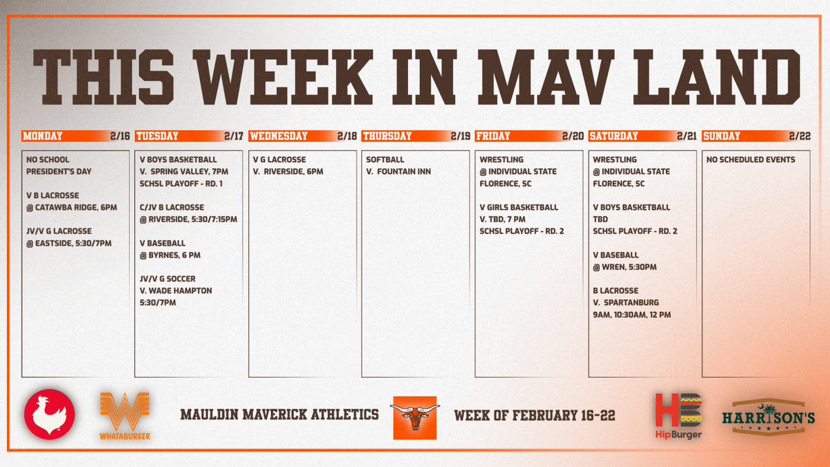 🤘🏼🐂

Big week in MAV LAND highlighted by our wrestlers at the Individual State Tournament &amp; boys/girls basketball hosting playoff games!