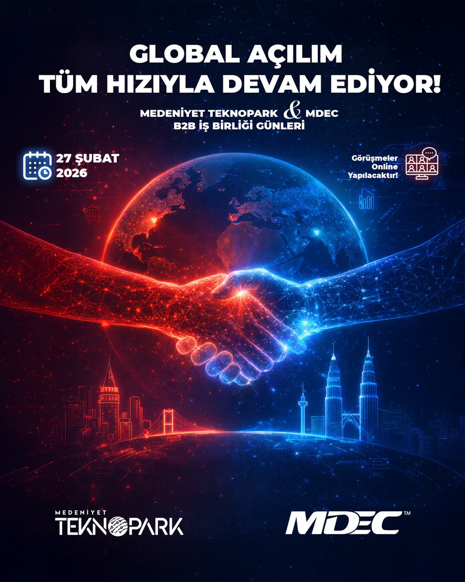 27 Şubat tarihinde, Medeniyet Teknopark ile Malezya Dijital Ekonomi Kurumu (MDEC) iş birliğinde “Medeniyet Teknopark &amp; MDEC B2B İş Birliği Günleri” gerçekleştirilecektir. Detaylar; instagram.com/p/DU0WZXdjdvX/…