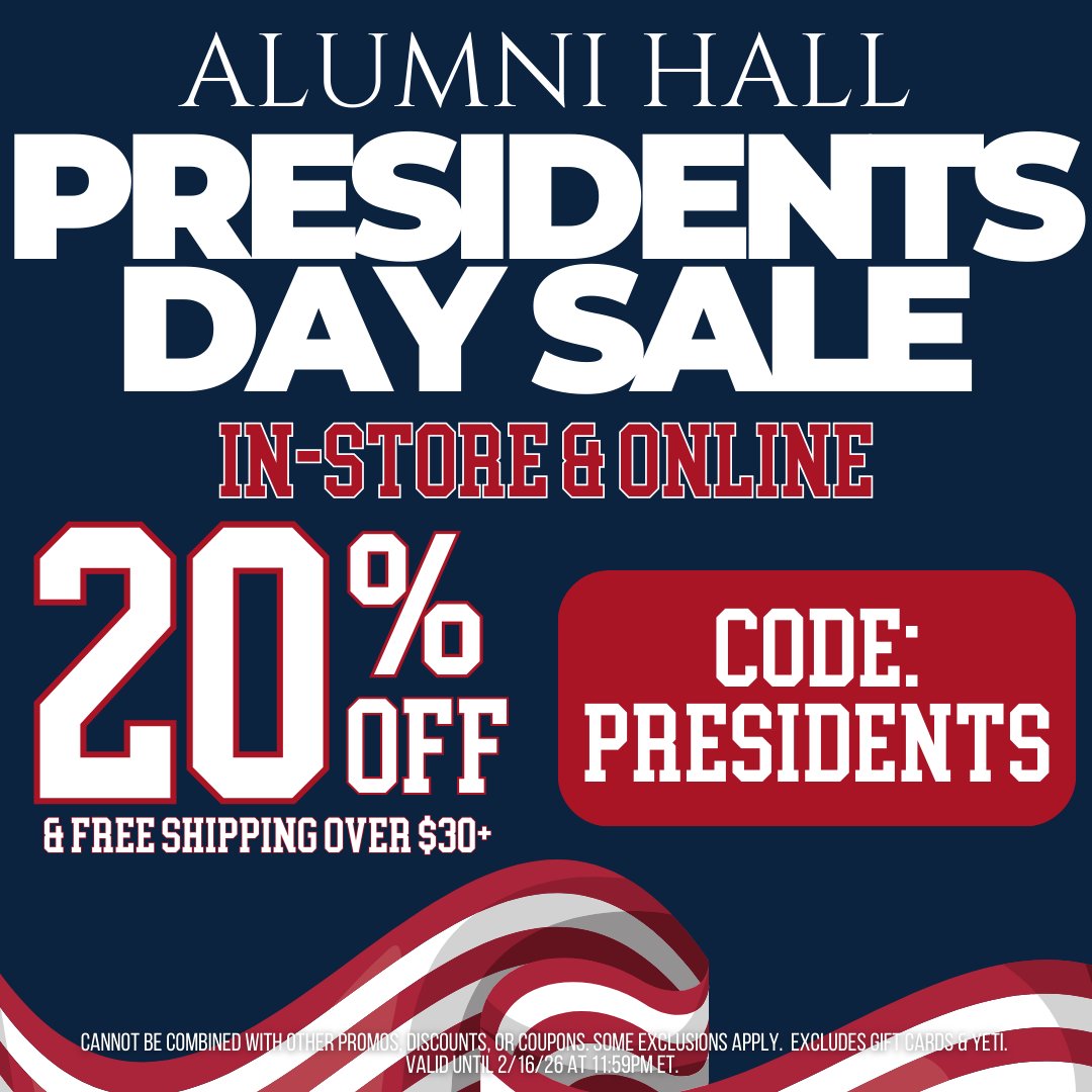 🇺🇸 Presidents Day Sale: Take 20% Off + Free Shipping Over $30+
TODAY ONLY: alumnihall.com