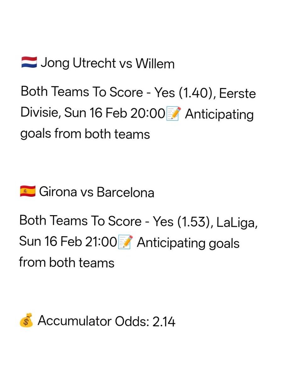 anas2170's tweet photo. 2️⃣-Match Acca of the Day! 💰

🔥 2 Hot Picks,

🎁 RT &amp; Follow to win a FREE BET!

#bettingtips #accaoftheday #footballtips https://t.co/5HAojtBPV6
