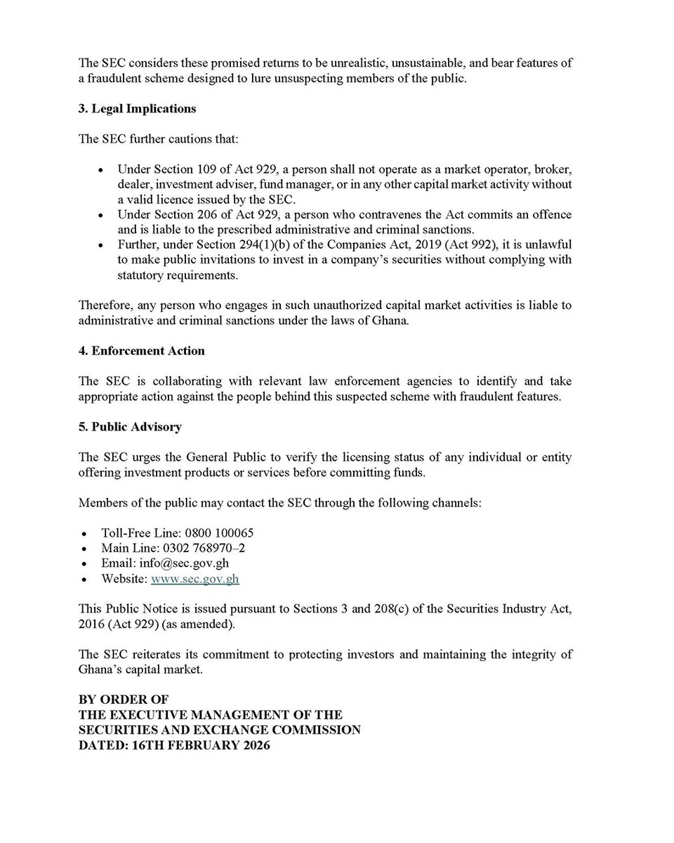 The SEC hereby notifies the General Public of an unlicensed investment scheme being promoted online by an entity known as Mekanism Marketing Ltd, also referred to as “Mekanism”.

The SEC states unequivocally that Mekanism Marketing Ltd is NOT licensed, authorized, or approved to
