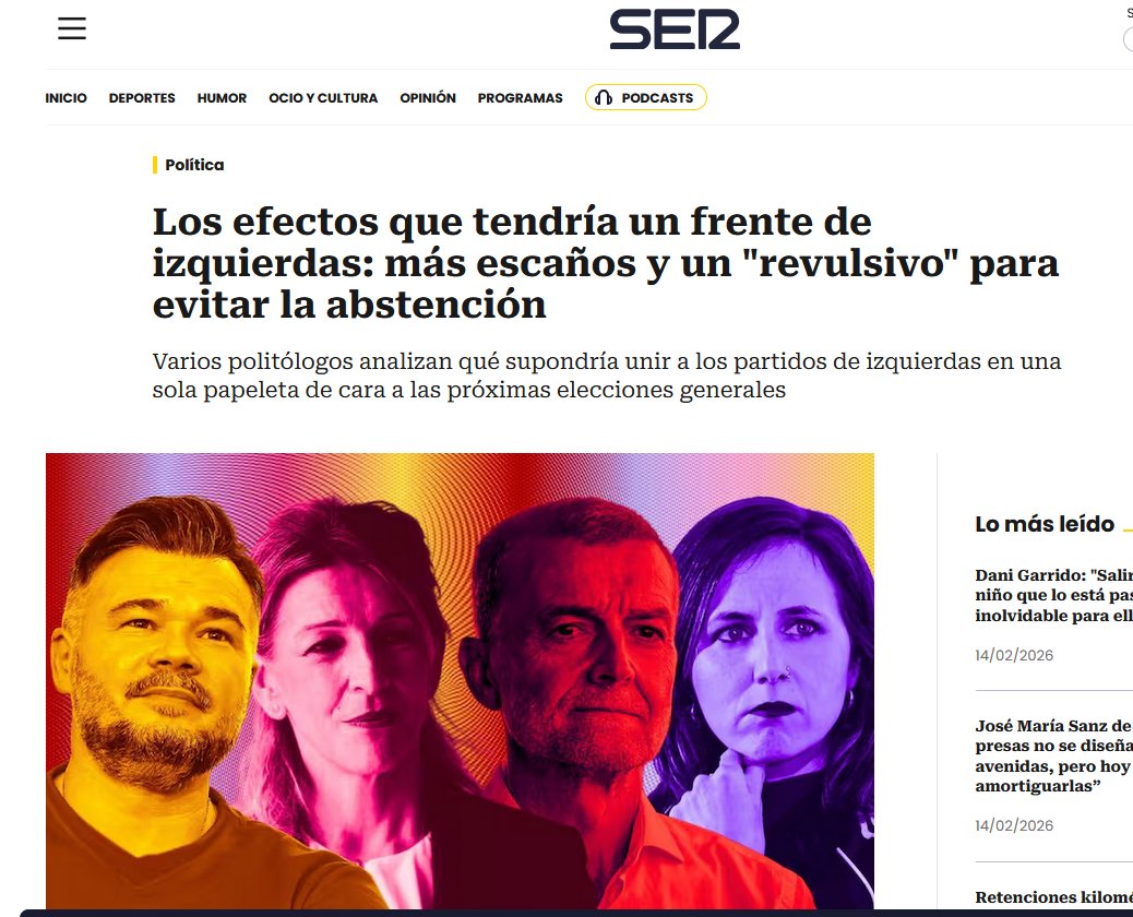 La manipulación vomitiva de <a href="/La_SER/">Cadena SER</a>

Rufian: Sonriente y mirando hacia arriba, primer plano, tono brillante
Yolanda Díaz: Sonrisa más contenida, segundo plano
Maillo: Sonrisa leve, tercer plano
Ione Belarra: Ceño fruncido de enfado y mal humor, ultimo plano, tono más oscuro