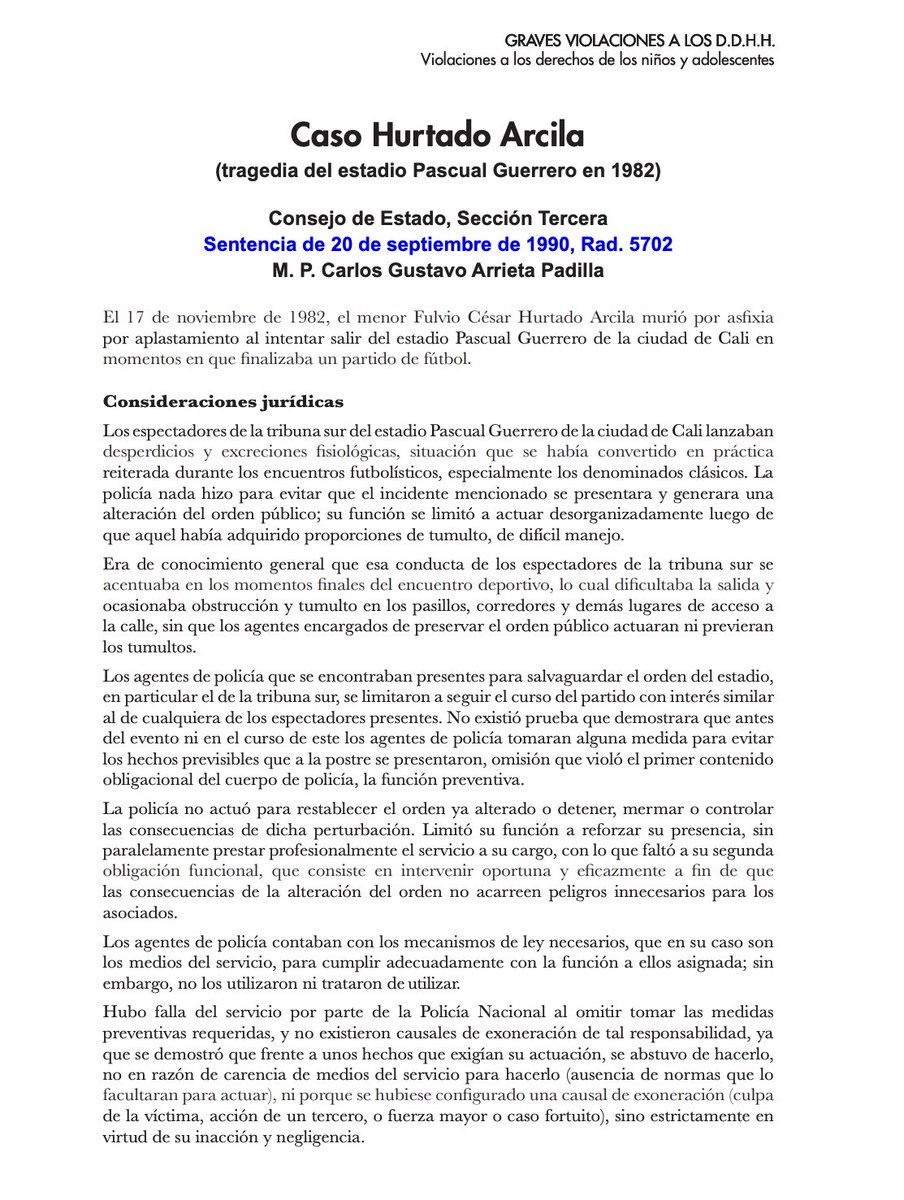 cabogadosa1's tweet image. Consejo de Estado
Sección Tercera 
C. P. Carlos Gustavo Arrieta Padilla
Sentencia de 20 de septiembre de 1990

« hubo falla del servicio de la Policía Nacional al omitir tomar las medidas preventivas requeridas, y no existen causales de exoneración de tal responsabilidad».
pp.