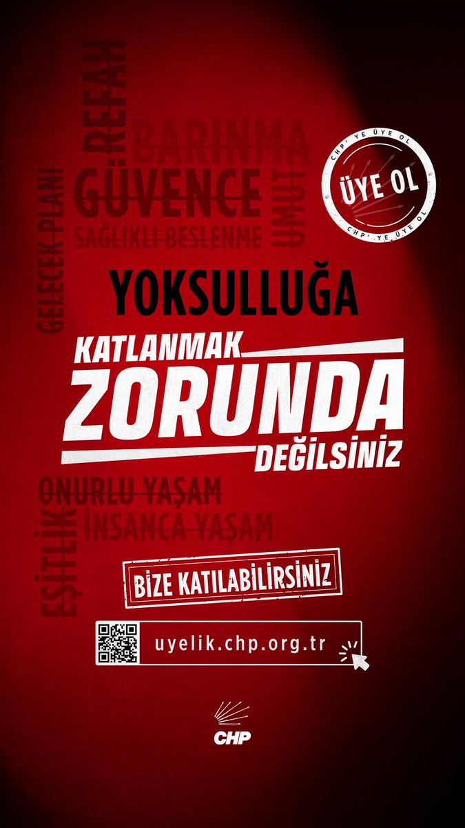 Her sabah işe gidiyorsun…
Ama ay sonu bir türlü gelmiyor.

Markette aldığını yerine bırakıyor,
evladının gözlerine mahcup bakıyorsun.

Sorumlusu olmadığınız bu adaletsiz düzene #KatlanmakZorundaDeğilsiniz

Bize katılabilirsiniz.
uyelik.chp.org.tr