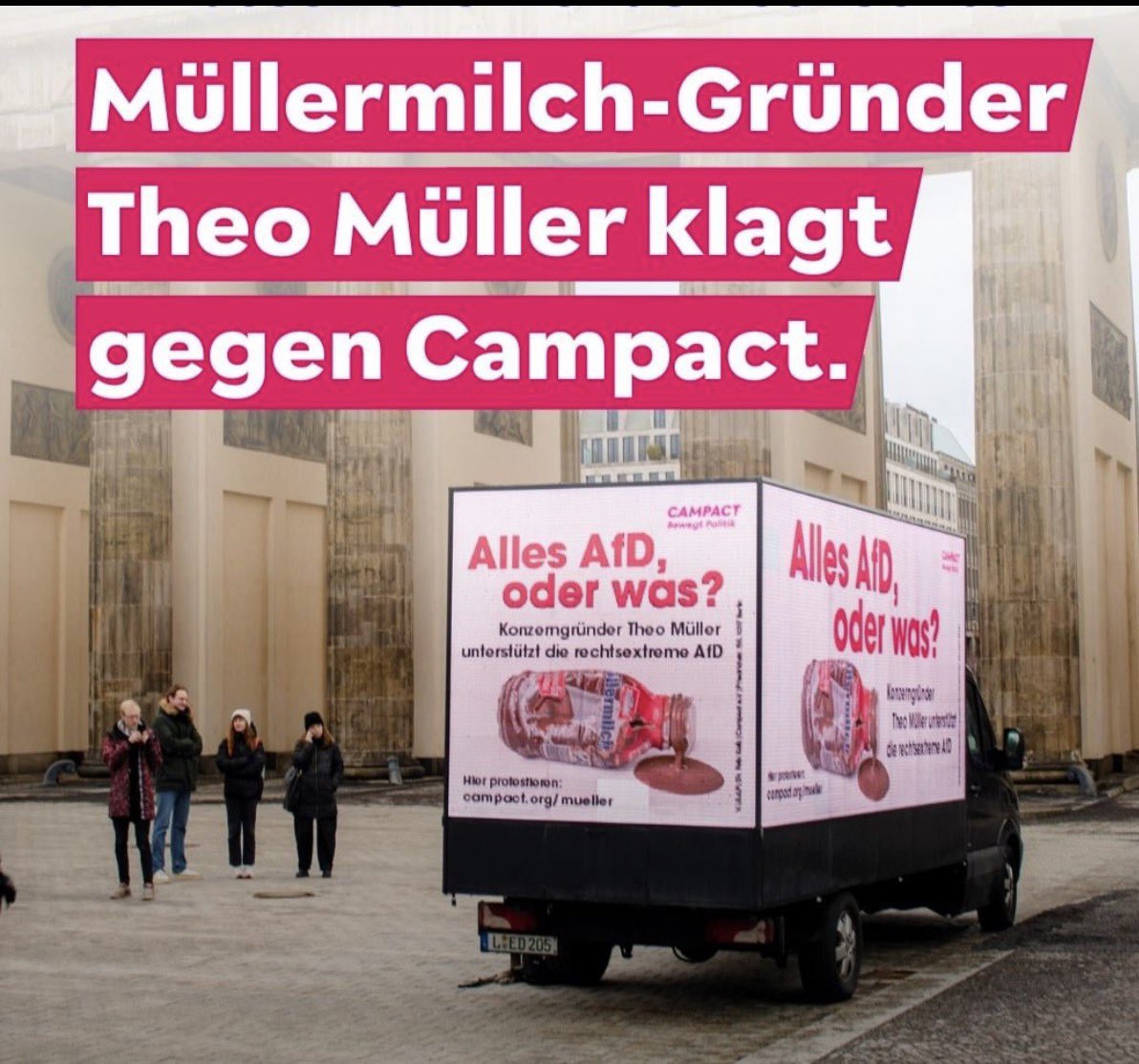 🚨MüllerMilch-Konzerngründer klagt gegen das demokratische Aufklärungs- und Mobilisierungsmedium #Campact ,welches sich gegen rechtsextreme Politik in Deutschland einsetzt. #AfDVerbotsverfahren 
#AfDSindFaschisten