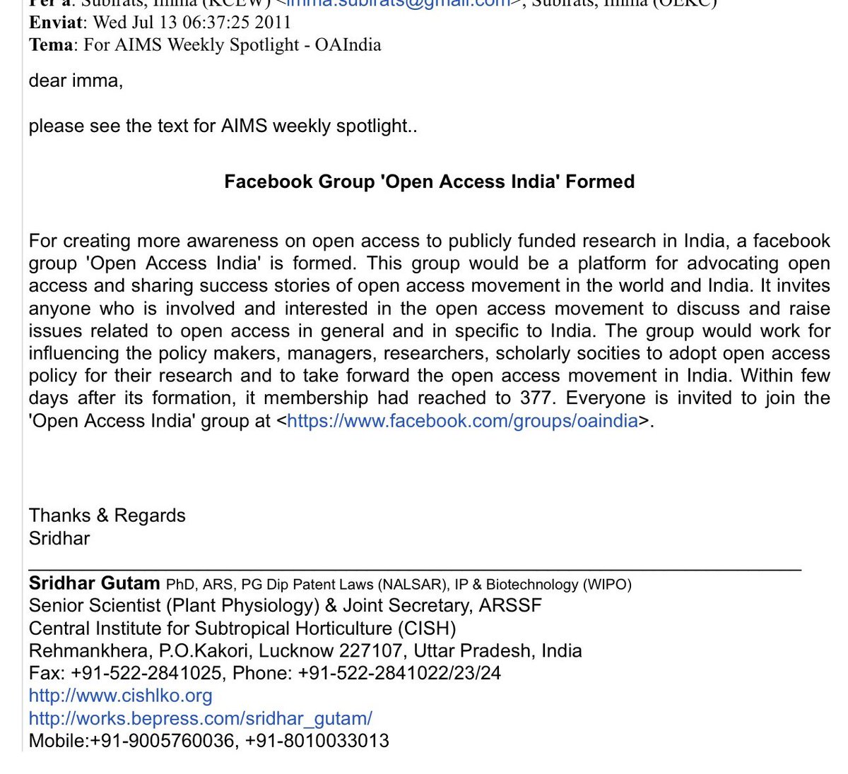 Open Access India tweet media