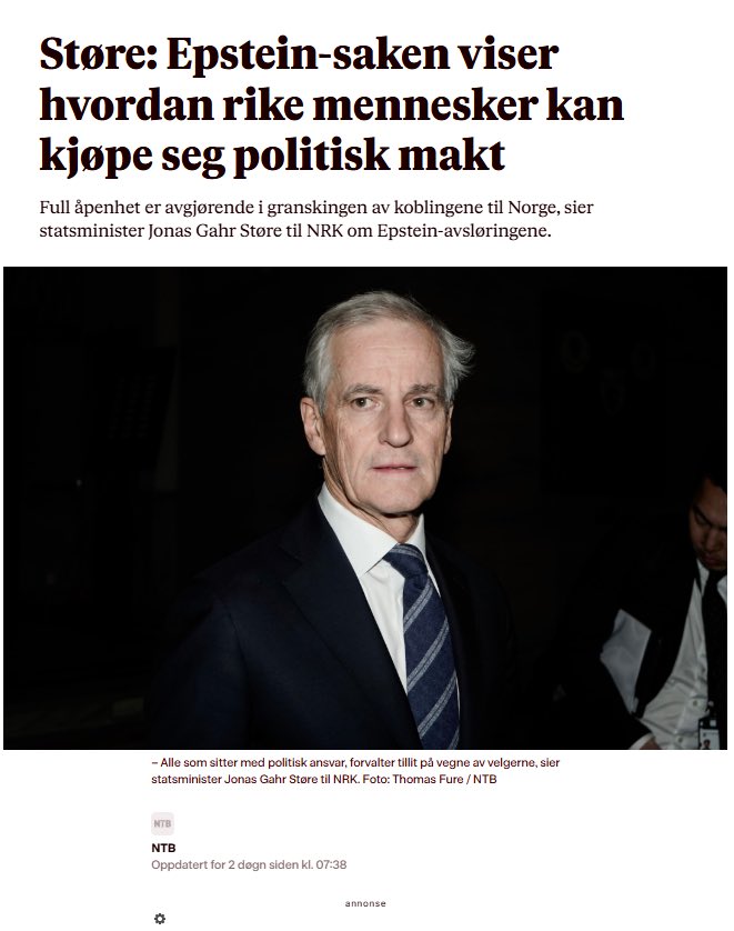 Nei,
Den gjør for faen ikke det.

Det viser korrupsjon i politikken, hvordan maktsyke individer har infiltrert og voldtatt hele den Norske Stat, voldtatt hele det Norske land, og voldtatt hele det Norske folket.

Norge har blitt behandlet verre av våre egne politikere enn de