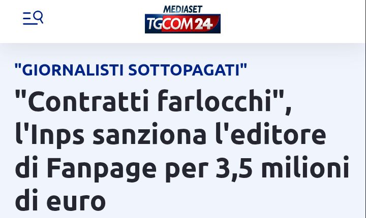 laltrodiego's tweet image. #Fanpage, i buoni.

•Fnsi (Federazione Nazionale Stampa Italiana): "L'applicazione scorretta dei contratti rappresenta un danno ai giornalisti costretti a lavorare con stipendi inferiori e tutele minime"

Quelli del salario minimo, Schlein, Conte e Fratoianni, non pervenuti.