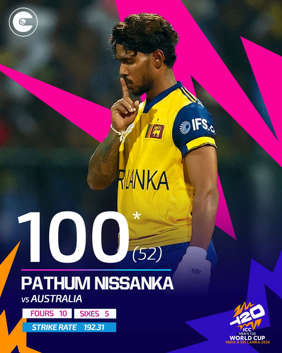 circleofcricket's tweet image. Finally in Match 30, we have our first centurion of the tournament in Pathum Nissanka! 💯

#T20WorldCup #SLvAUS #SriLanka