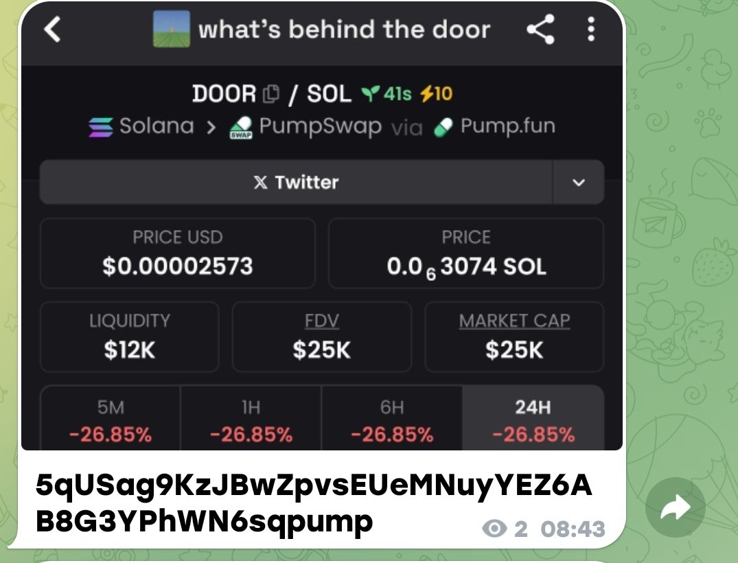 Raghavak0nSol's tweet image. $DOOR

MCAP: $25K

CA:
5qUSag9KzJBwZpvsEUeMNuyYEZ6AB8G3YPhWN6sqpump

#SOL
#DOOR