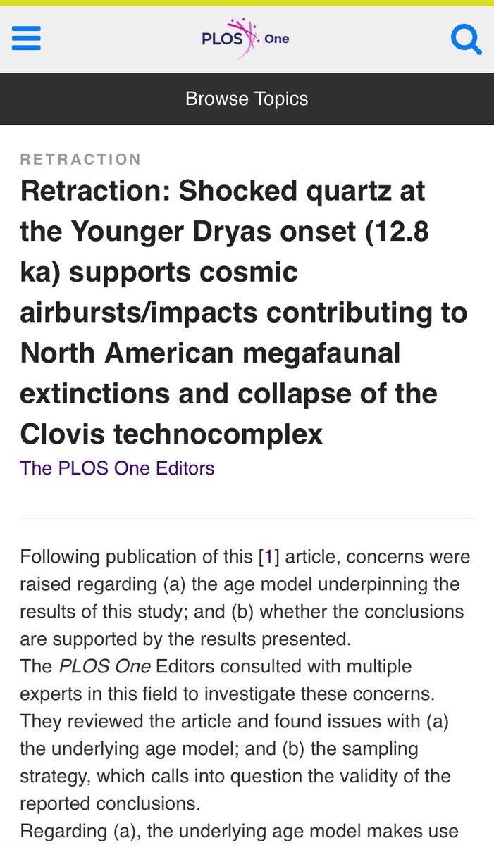 madamarchaeo's tweet photo. Regarding the recent @PLOSONE Younger Dryas Impact hypothesis paper retractions, I was wondering if any of the scientists involved in the research would be willing to share their thoughts on the retractions. I’m interested in hearing all sides of the story. #ydih https://t.co/1wzhDK8KKo