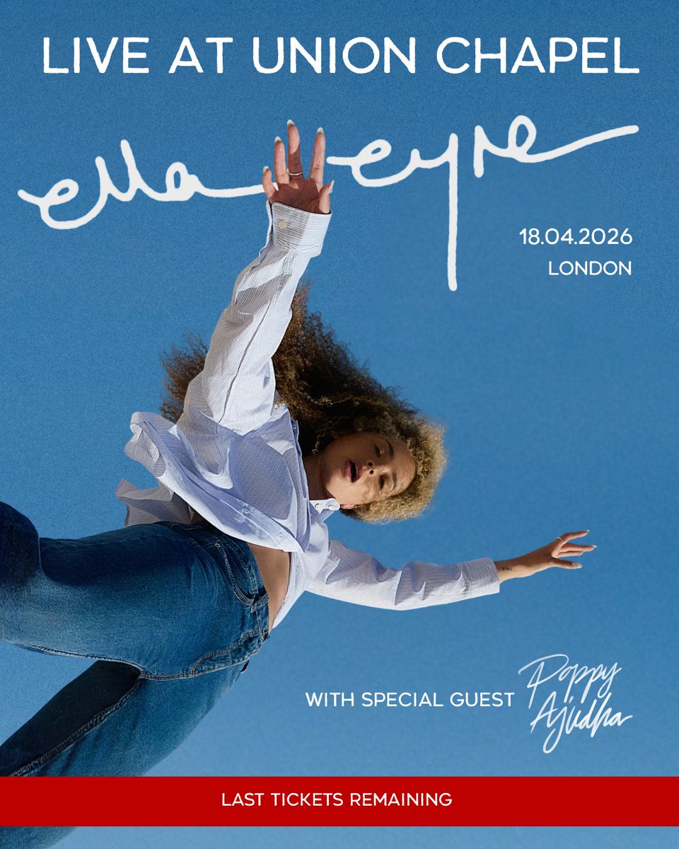 UnionChapelUK's tweet photo. Poppy Ajudha announced as support for @EllaEyre live in London on Saturday 18th April.

Low Ticket Alert 💥 Book now at https://t.co/3HyN6JuEgg https://t.co/94SEVwMSMd