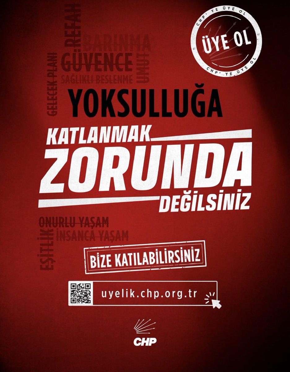 Her sabah işe gidiyorsun…
Ama ay sonu bir türlü gelmiyor.

Markette aldığını yerine bırakıyor,
evladının gözlerine mahcup bakıyorsun.

Sorumlusu olmadığınız bu adaletsiz düzene #KatlanmakZorundaDeğilsiniz

Bize katılabilirsiniz.
uyelik.chp.org.tr