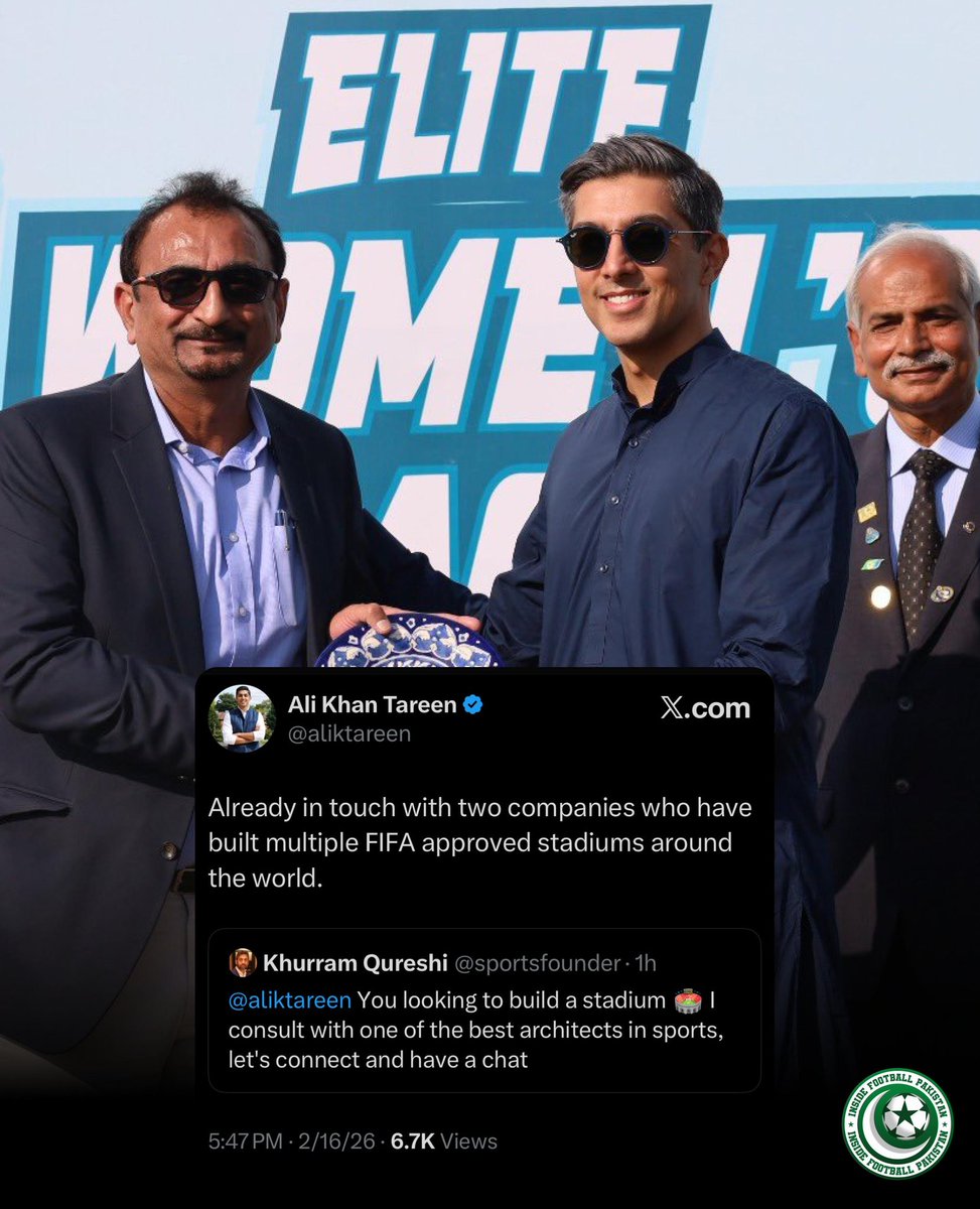 InsideFtblPK's tweet photo. ๐จ Ali Tareen has revealed that he is ALREADY in touch with two companies who have built FIFA approved stadiums around the world.
@aliktareen https://t.co/oevsE17EJb