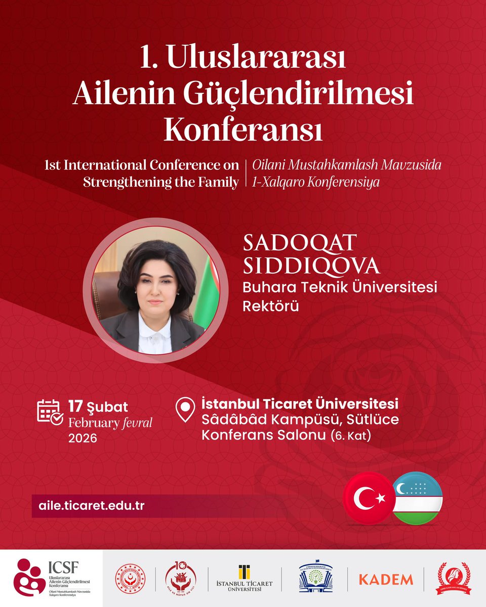 1. Uluslararası Ailenin Güçlendirilmesi Konferansı kapanış oturumu;
Mütevelli Heyet Başkanımız Sümeyye Erdoğan Bayraktar,
T.C. Aile ve Sosyal Hizmetler Bakanı Mahinur Özdemir Göktaş,
İstanbul Ticaret Üniversitesi Mütevelli Heyet Başkanı Dr. İsrafil Kuralay ve
Buhara Teknik