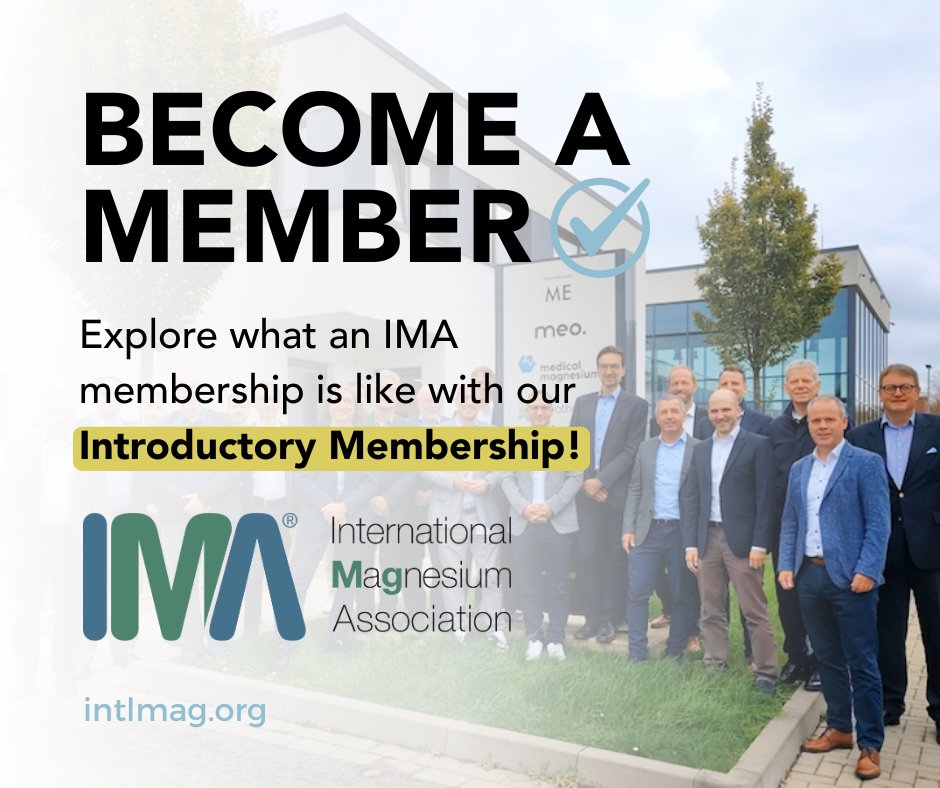 The Introductory Membership is a great way to explore the International Magnesium Association (IMA) member benefits and get a sense of what you can expect from a full membership.

Discover how you can try our Introductory Membership here: intlmag.org/page/about_joi…

#IMA #magnesium