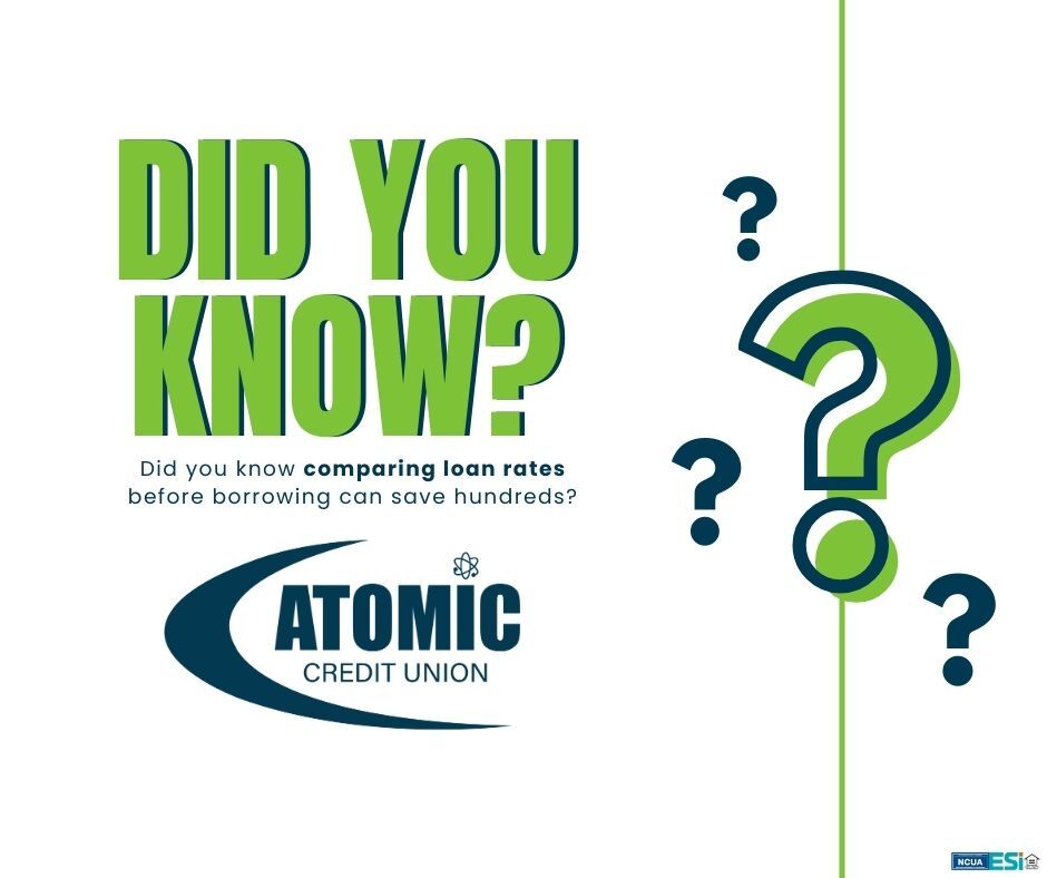 💡Did you know comparing loan rates before borrowing can save you hundreds or more?!

 Lower rates mean lower monthly payments and less paid interest overall. Before signing any loan agreement, always compare rates, terms, and fees so you fully understand what you’re paying.