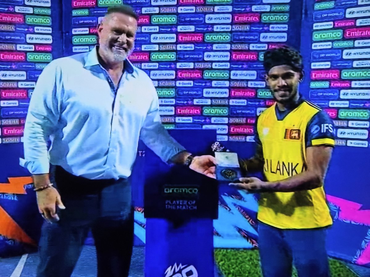 ShivTrilokiNath's tweet photo. As expected PATHUM NISSANKA named POTM Award of his brilliant first T20 World Cup Hundred.
Congratulations 🎊 👏 💐
#paobc #SLvAUS #INDvsPAK #T20WorldCup #ENGvITA #GHDuoCuentas6 #IranRevolution2026 #mynameisnanon #RISERCONCERTD2 https://t.co/6WHvOTvVa0