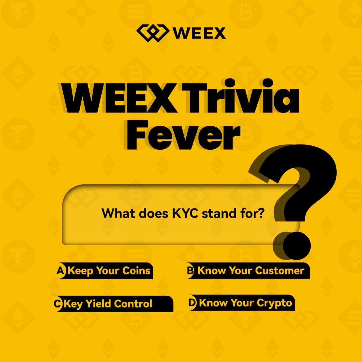 🚀WEEX Trivia Fever DAY 6

Answer daily crypto questions and stand a chance to win from the $500 prize pool 

To get started:
✅ Follow <a href="/WEEX_Africa/">WEEX Africa</a> &amp; turn on post notifications
🔁 Retweet this post
✅Tag 3 friends who are not following <a href="/WEEX_Africa/">WEEX Africa</a>
✅Drop your answer + UID