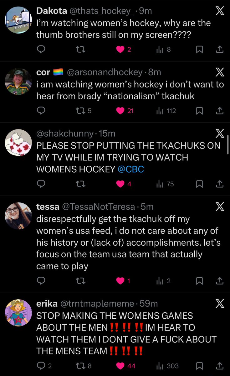 oliviapwhl's tweet photo. i think the people don’t want to see the tkachuks on their screen during the game but i could be wrong https://t.co/PIZDiGtQWe