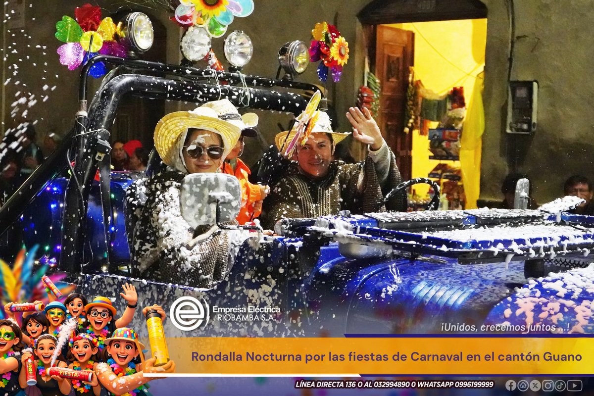 𝐂𝐚𝐫𝐧𝐚𝐯𝐚𝐥 𝐪𝐮𝐞 𝐥𝐥𝐞𝐧𝐚 𝐝𝐞 𝐯𝐢𝐝𝐚 𝐧𝐮𝐞𝐬𝐭𝐫𝐚𝐬 𝐜𝐚𝐥𝐥𝐞𝐬 🎉🗻| <a href="/Tony_Coronel/">Tony Coronel V∴</a> gerente de #LaNuevaEERSA, fue parte de la Rondalla Nocturna del cantón #Guano, compartiendo con la comunidad una jornada de identidad, alegría y participación ciudadana 🥳🎶.