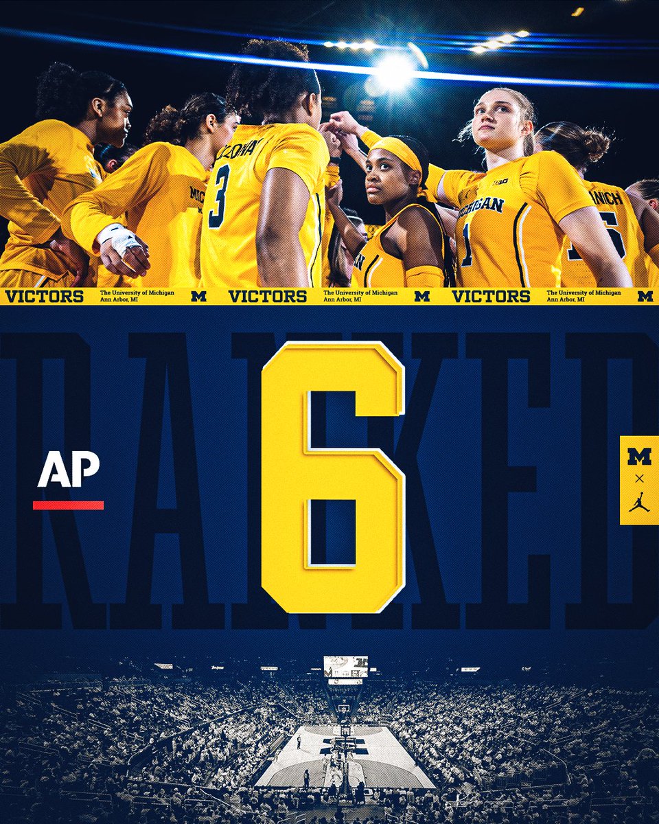 umichwbball's tweet image. Back up to No. 6 this week in the @AP_Top25 

#GoBlue
