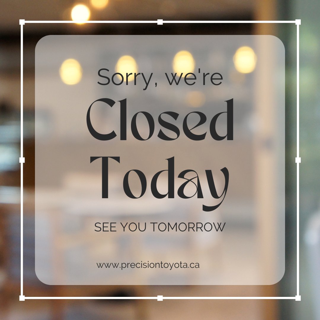 PrecisionToyBdn's tweet image. Please Note We’re Closed for Family Day / Louis Riel Day 💛🚗
Even cars need a day to park it with their loved ones. 😉
We’ll be back tomorrow with full tanks and full hearts — ready to roll!
Enjoy your day! 💛
📍404 18th St N
#westmandealership #brandonmb #precisiontoyotabrandon