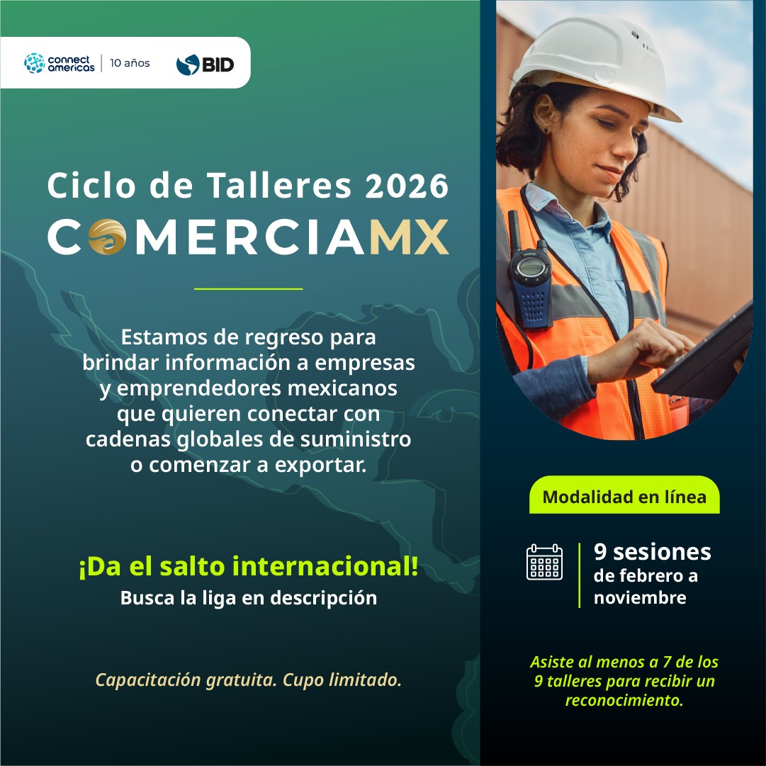 El Ciclo de Talleres #ComerciaMX2026 está de regreso y queremos que tu negocio sea el protagonista. 
Dirigido a: Empresas y #emprendedores con visión global.
¡Acceso gratuito!
📷 Asegura el lugar de tu empresa registrándote aquí: forms.gle/vb9r3KYGVEwrQS… 
#Pymes #HechoEnMéxico