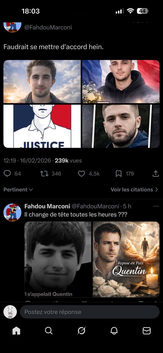 southyvl's tweet photo. @MatthieuB33 @CordierAlice2 vous pouvez suivre vos gourous rieu où zemmour ils n'ont pas raison pour autant vous chercher un martyr que vous ne savez pas identifier la HONTE 🤮 https://t.co/N19z5sX1rH