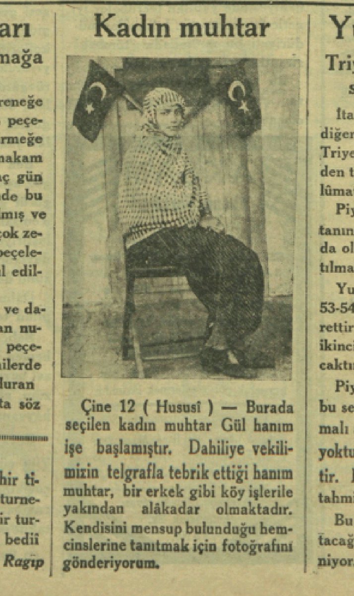 umtdogan71's tweet photo. Abdurrahman, fotoğraftaki kişi Türkiye'nin seçilmiş ilk kadını ve gördüğün gibi başörtülü.

Aydın Çine Demircidere köyü muhtarı Gül hanım.

Atatürk 26 Ekim 1933'te kadınlara muhtar seçme ve seçilme hakkı verdi. Gül hanım 6 Kasım 1933 tarihindeki seçimlerde 7 erkek adayı geride bırakarak seçildi. 

Özetle Abdurrahman, Türkiye'nin seçilmiş ilk kadını başörtülü idi.