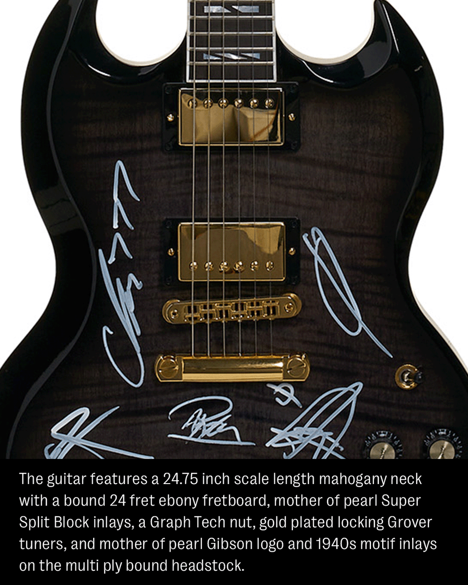 JuliensAuctions's tweet photo. @UnderoathBand is partnering with Gibson Gives, the philanthropic division of @gibsonguitar dedicated to supporting musicians worldwide through music education, health, and wellness initiatives.

Open for bidding: a Gibson SG Supreme electric guitar signed by the band.
Join us Thursday, March 5 at 10 am PT at https://t.co/fzuNKO6Btg and be part of the mission to keep music education thriving.

Proceeds from this sale will directly benefit the Gibson Gives & FirstBank Amphitheater Music Education Program, supporting music education for students in Williamson County Schools in Tennessee.

Register & Bid
Link in Bio

#JuliensAuctions #GibsonGives #FirstBank #Underoath #Auction