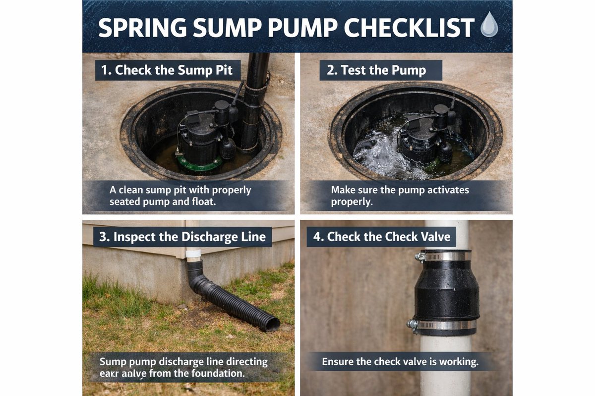 FarnhamDave's tweet photo. Spring coming and so is sump pump season. 
A 5-minute test today could save you thousands in water damage tomorrow. Don’t wait for the first heavy rainfall to find out it’s not working.
👉 Click the link https://t.co/i6bME3IImZ https://t.co/tlCOCKS8mT