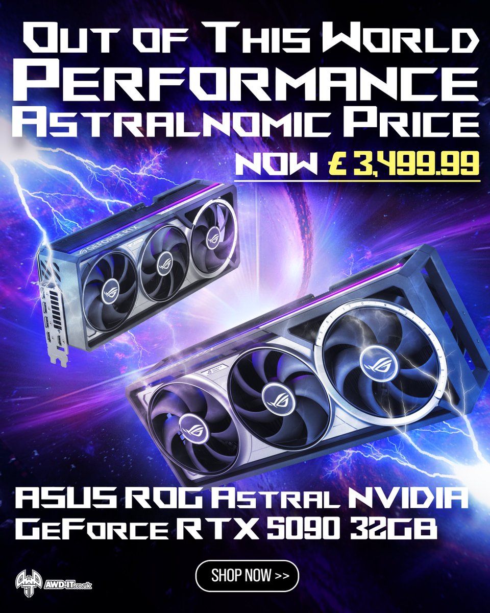awdit's tweet image. 🔥 32GB of chaos. Fully OC’d.

The ASUS ROG Astral RTX 5090 has been here, ready to wreck your rig—if your build can handle it.

💻 Massive power. No compromises. Just pure, unapologetic performance.

👉 Grab it now - awd-it.co.uk/asus-rog-astra…

#ASUSROG #RTX5090 #GamingPC #AWDIT