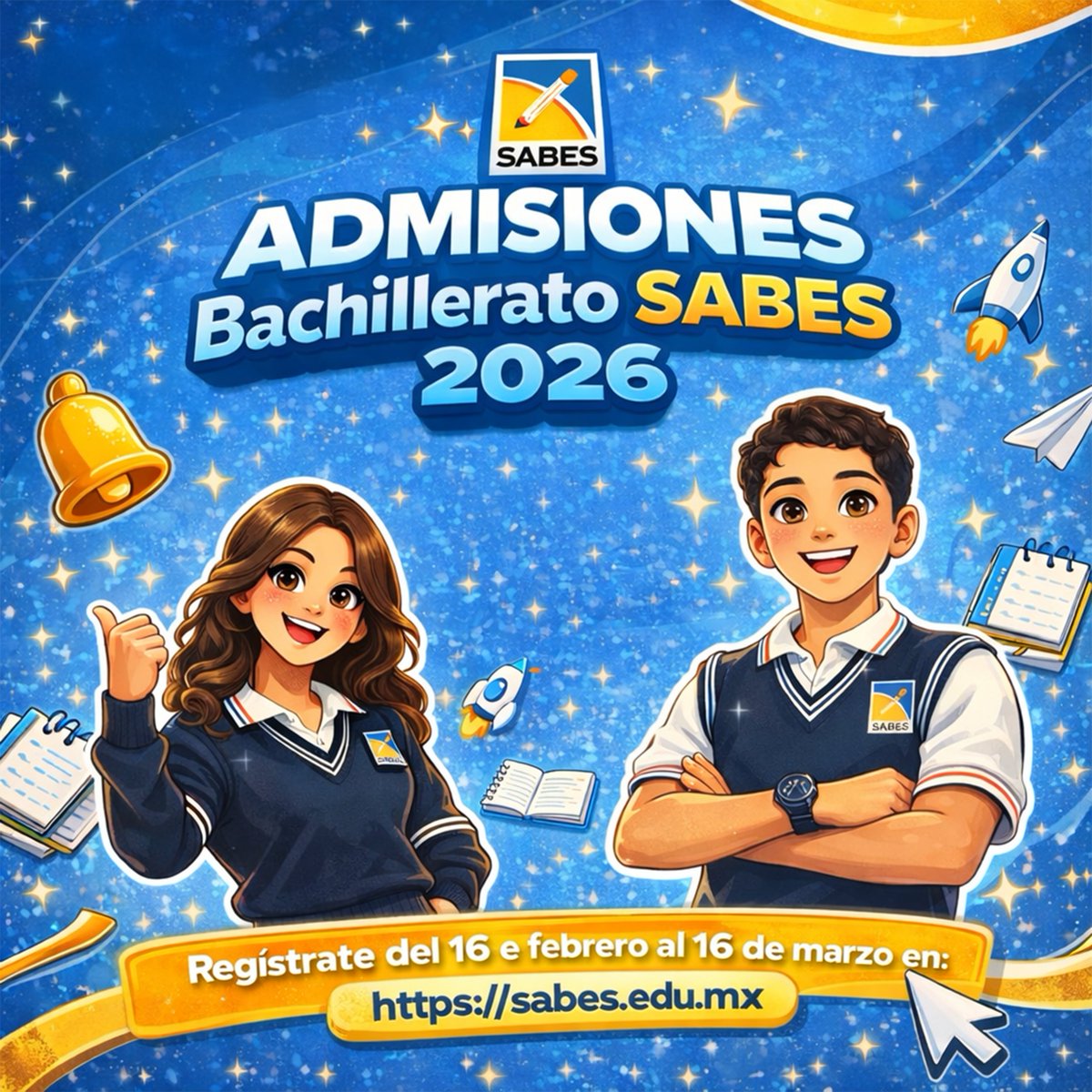 🎓✨ ¡Regístrate hoy al Bachillerato SABES!
🔗 en: sabes.edu.mx
Da el primer paso hacia tu futuro con el Bachillerato SABES, donde recibirás educación de calidad, acompañamiento académico y las herramientas que necesitas para alcanzar tus metas.

💡 Impulsa tu talento
