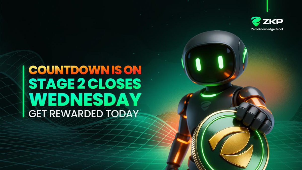 ZKPofficial's tweet photo. FINAL 2 DAYS — STAGE 2 CLOSES WEDNESDAY 🚨

Burn is loading. System tightens Thursday.

Stage 2 still pays.
Daily allocation still high.
Streak bonuses still active.

Start today.
Stack extra $ZKP.
Get rewarded.

Move now.

#ZKP #Stage2 #Crypto #AI #Privacy https://t.co/UxyM7T5QgJ