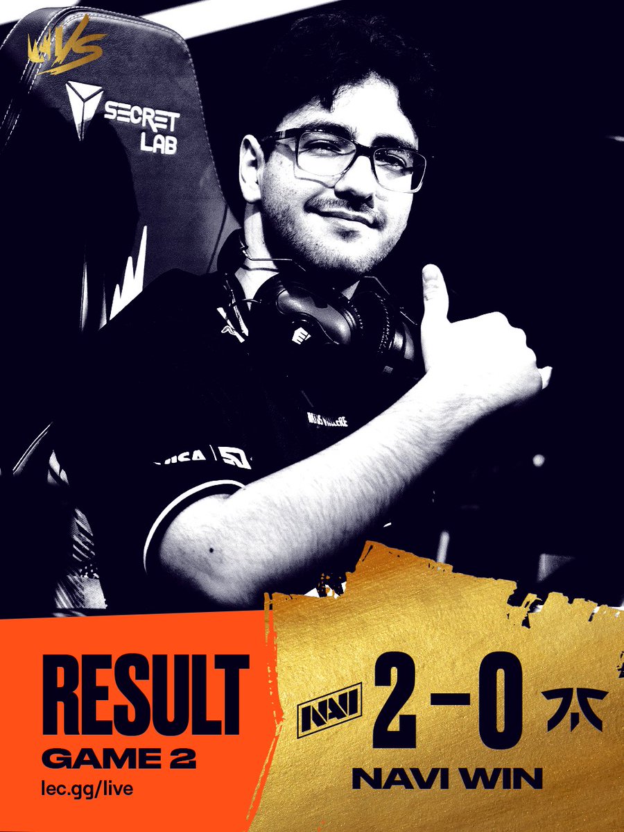 LEC's tweet image. Never stood a chance...

A decisive #NAVIWIN keeps their Upper Bracket run going!