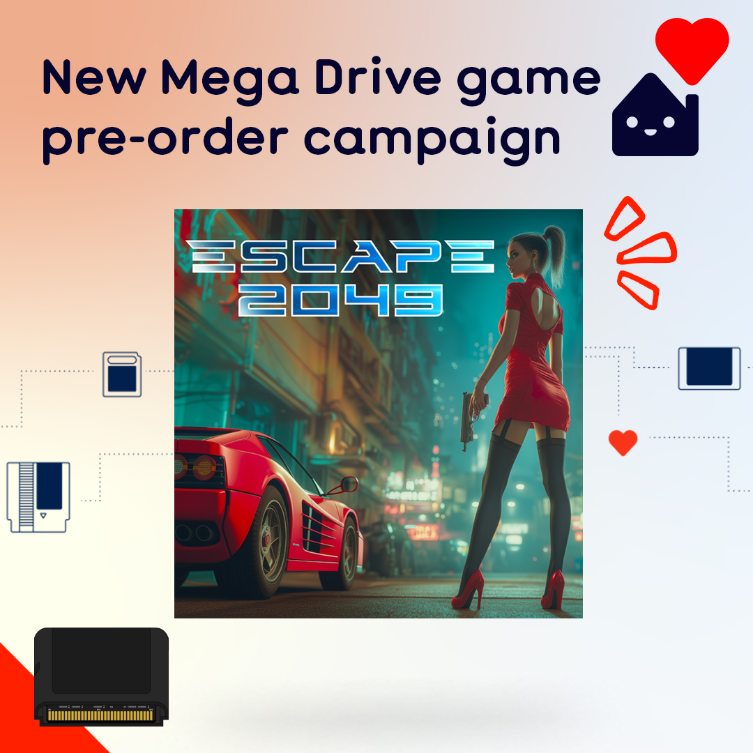 📢NEW MEGA DRIVE/GENESIS PRE-ORDER CAMPAIGN

Escape 2049 is an action shooting game for the SEGA Mega Drive/Genesis.
A game by <a href="/onorisoft/">OrionSoft</a>

This is a COMPLETE IN BOX with booklet version!
 
Only 20 pre-orders required to launch production
➡️ homebrew-factory.com/megadrive-gene…