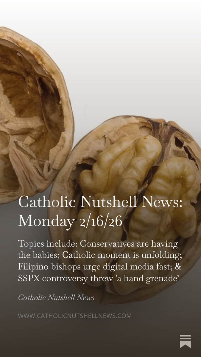 pearring's tweet photo. Catholic Nutshell News: Monday 2/16/26, by @pearring https://t.co/F2Ymg0WbO2 https://t.co/2YM6nDXtyD