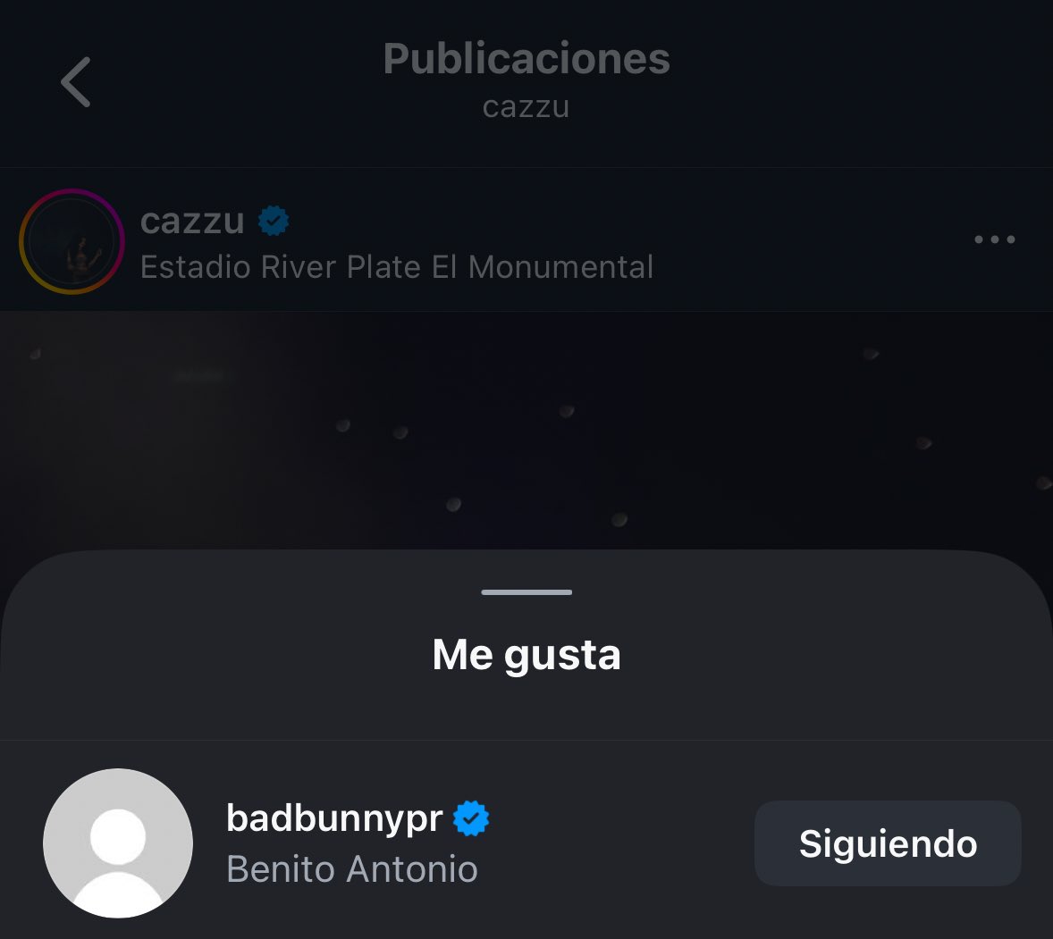 bad bunny no le dio like ni a lady gaga pero ahí esta en el post de cazzu aaaaa CINE🚬