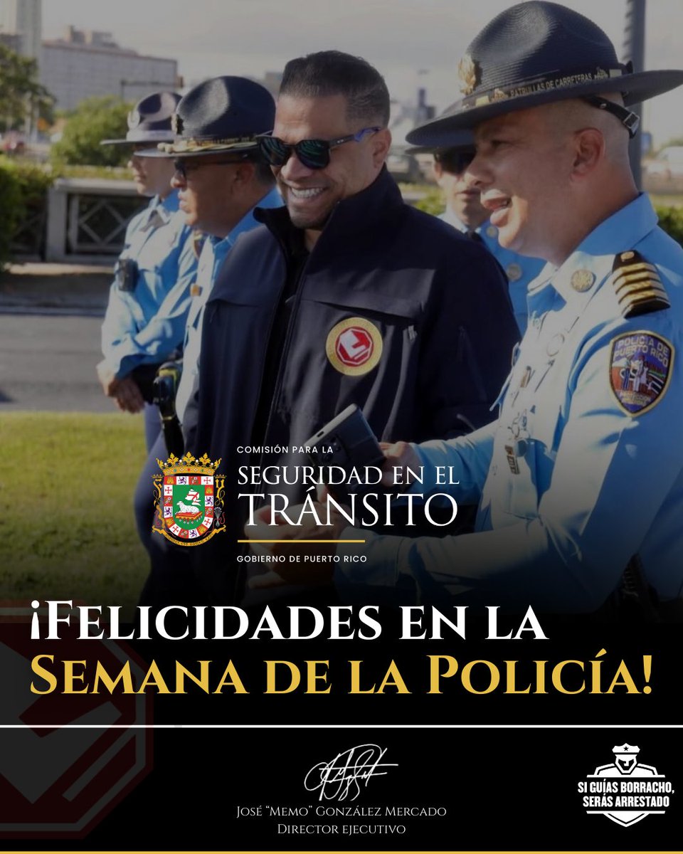 En la Semana de la Policía, reconocemos a quienes trabajan todos los días para proteger vidas en nuestras carreteras y mantener fuera a los conductores borrachos.

¡Gracias por su compromiso! 🚔

#SemanaDeLaPolicía #SiGuíasBorrachoSerásArrestado