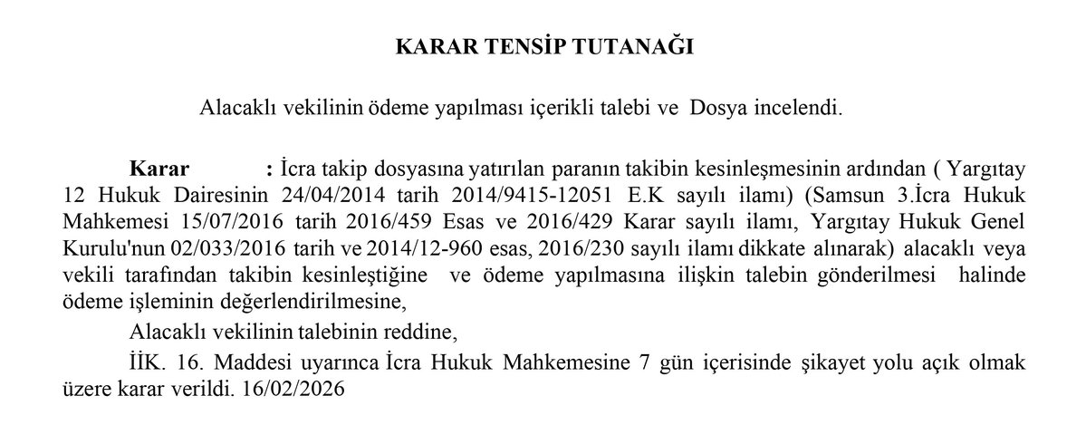 İcra Dosyası Kesinleşmeden Reddiyat Yapılmaması

Borçlu ödeme yapıyor ancak icra müdürü parayı dosya kesinleşene kadar dosyada bekletiyor.

Neden? İşte tehir-i icra alınırsa, itiraz edilirse falan diye. Mevzuatta bunun karşılığı var mı? Benim bildiğim yok. Biz böyle uyguluyoruz