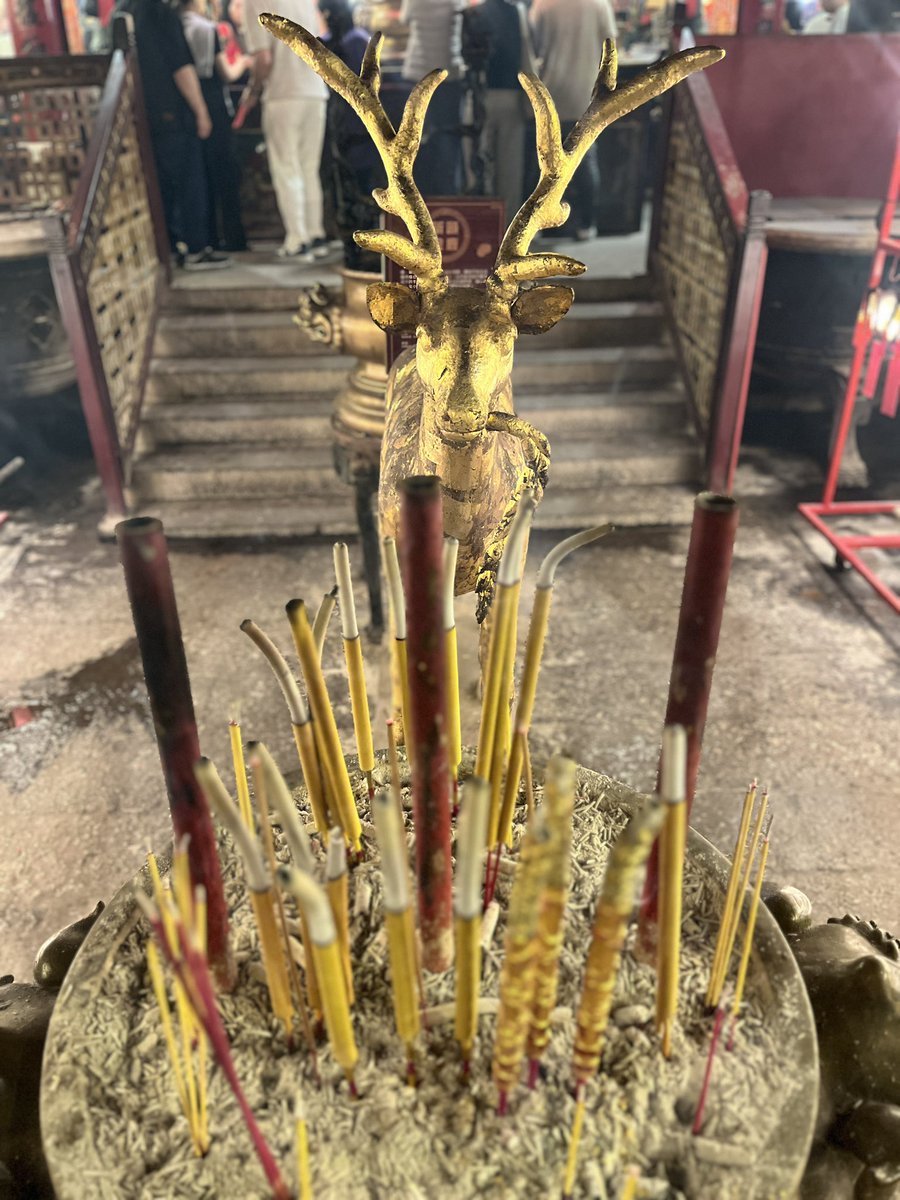 clarkyboy2002's tweet photo. People mark the start of Year of the Horse by praying for good fortune and making paper offerings at the Man Mo temple in #HongKong’s Sheung Wan district shortly after midnight. #CNY2026 https://t.co/EnkFlVEsJu