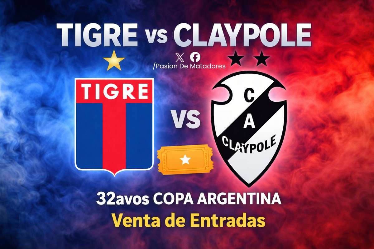 PDMatadores's tweet photo. #Ventadeentradas @Copa_Argentina: Parcialidad de @catigreoficial.
🎫 Lunes 16 de febrero, de 13 a 20 hs, y martes 17 de febrero, de 10 a 17 hs, en las boleterías del estadio 🏟️.(Guido Spano, Victoria, Buenos Aires).
#VamosMatador #tigreesfamilia #CopaArgentina #todosamoron https://t.co/NQQatmiCly