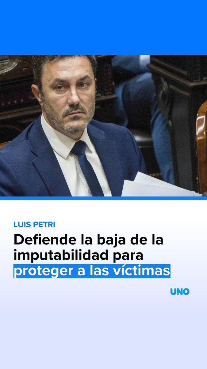 diariouno's tweet photo. 👉DEJÓ EN CLARO SU POSTURA PARA MODERNIZAR LAS LEYES 

- Uno de los puntos centrales de la entrevista que brindó Luis Petri en Radio Nihuil fue la discusión sobre la baja de la edad de imputabilidad. Dijo ser un ferviente defensor de esta medida, argumentó que elevar la edad de imputabilidad a los 16 años implica abandonar a las víctimas y negarles su derecho a reclamar justicia. 

- "Hay un derecho que tienen todas las víctimas que han sufrido delitos, particularmente las que sufren aberrantes delitos, como violaciones, como homicidios, que es el derecho a tener una condena", afirmó el Diputado nacional.