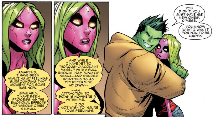 Blessing everyone’s timeline with the beginning of viv visions queer exploration (she is canonically lesbian) and the ever-iconic and relatable 

“An attraction to boys is nowhere within me” 

Lesbianism is not a ‘choice’, it’s not flexible or fluid. It’s who we are.
