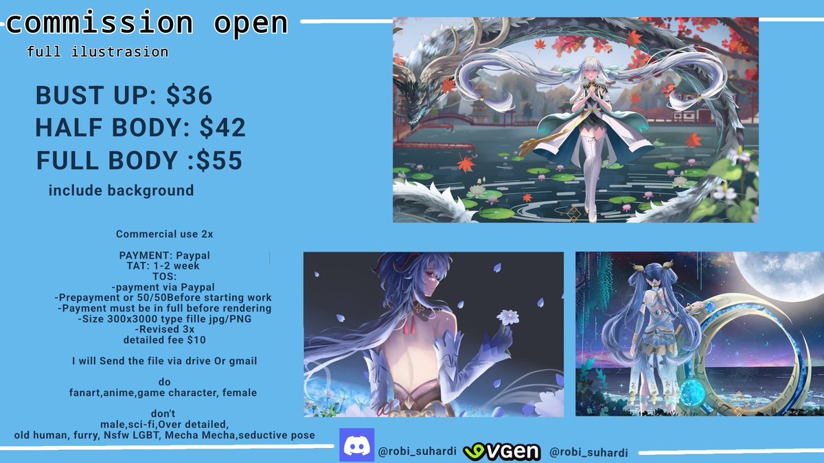 Please support me!
Commission Open 🎨
Full illustration with background included.
DM me if you’re interested.

For information you can do request here vgen.co/Robi_suhardi

#VGenComm
#commissionsopen #commissionart
